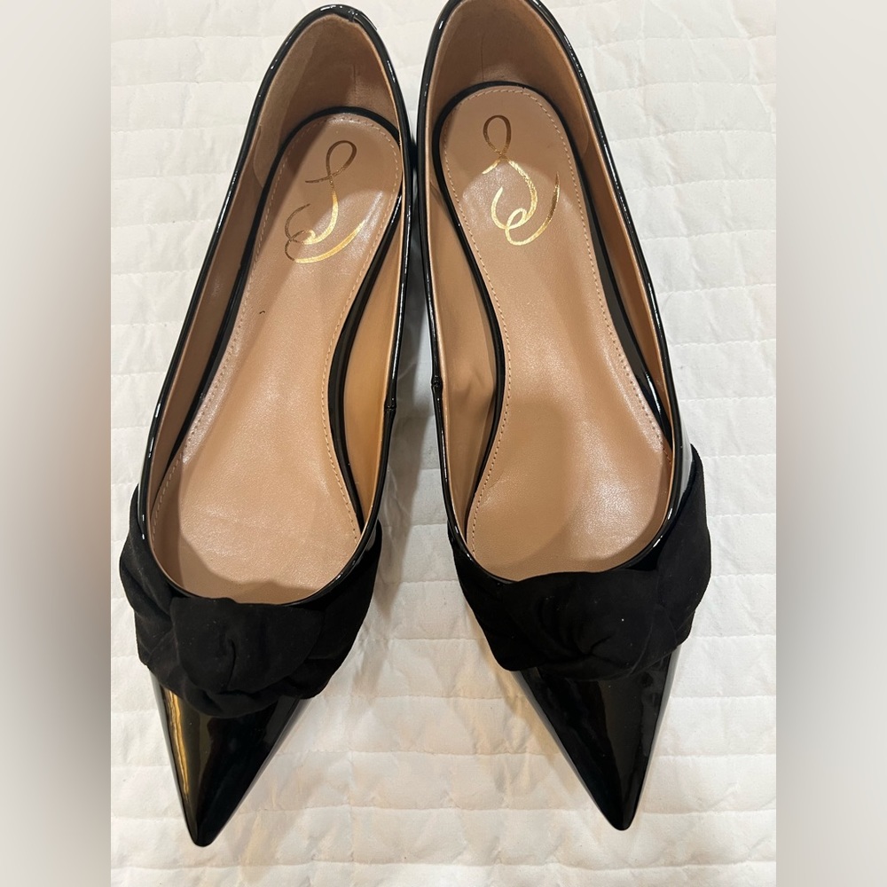 Sam Edelman Sz 9 Wheaton Patent Leather Pointed Toe Black Flats